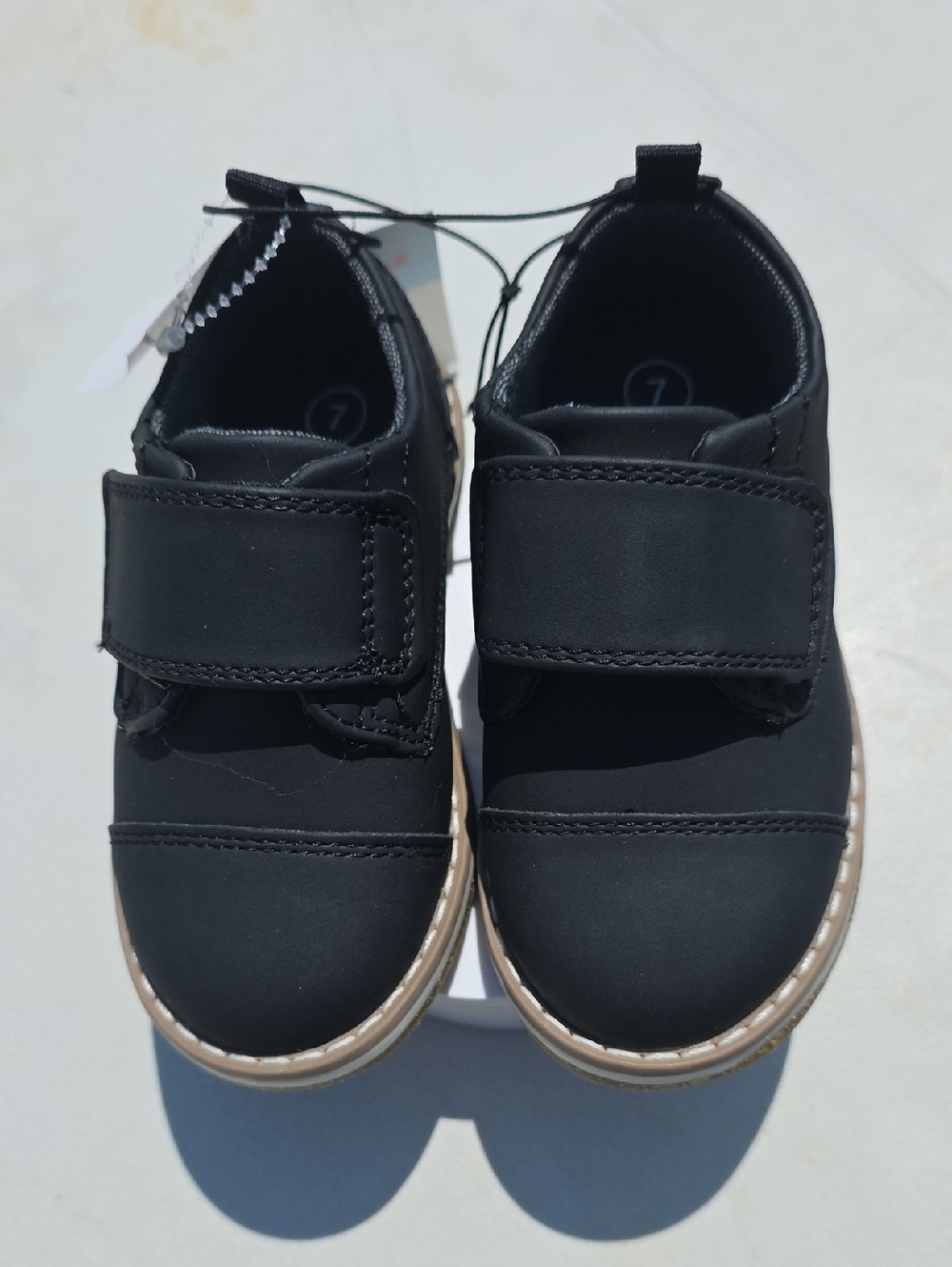 Cat & Jack Black Boy's Dress Shoe with Tan Trim
